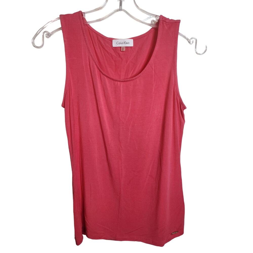 Calvin Klein Shell Tank Top, Watermelon Pink, Small